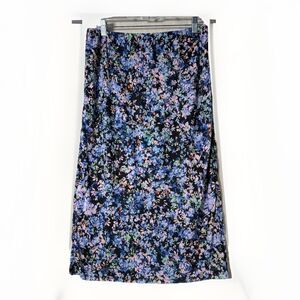 AFRM y2k style Skirt XL Black Pink Blue Floral micro Mesh Lined Midi